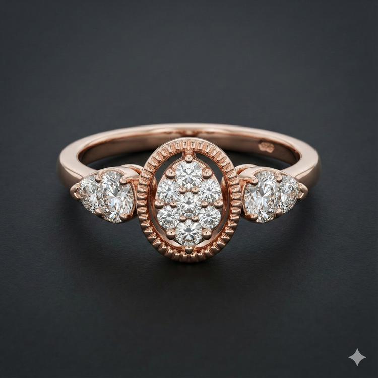 The Rose Gold Vintage Oval Cluster Diamond Ring