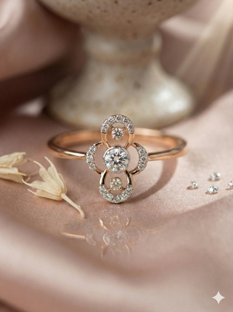The Rose Gold Vertical Infinity Diamond Ring