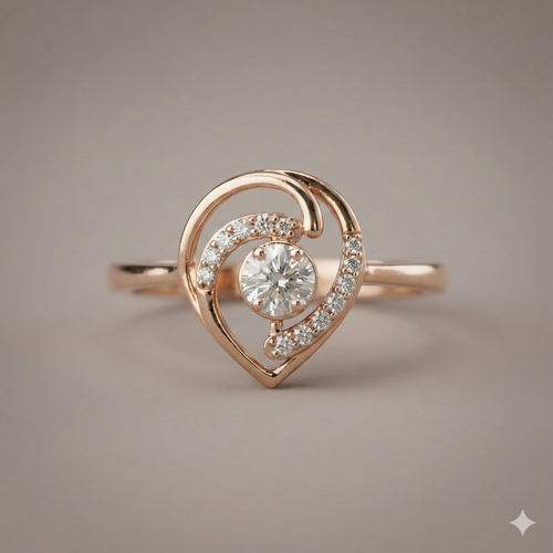 The Rose Gold Abstract Heart Diamond Ring