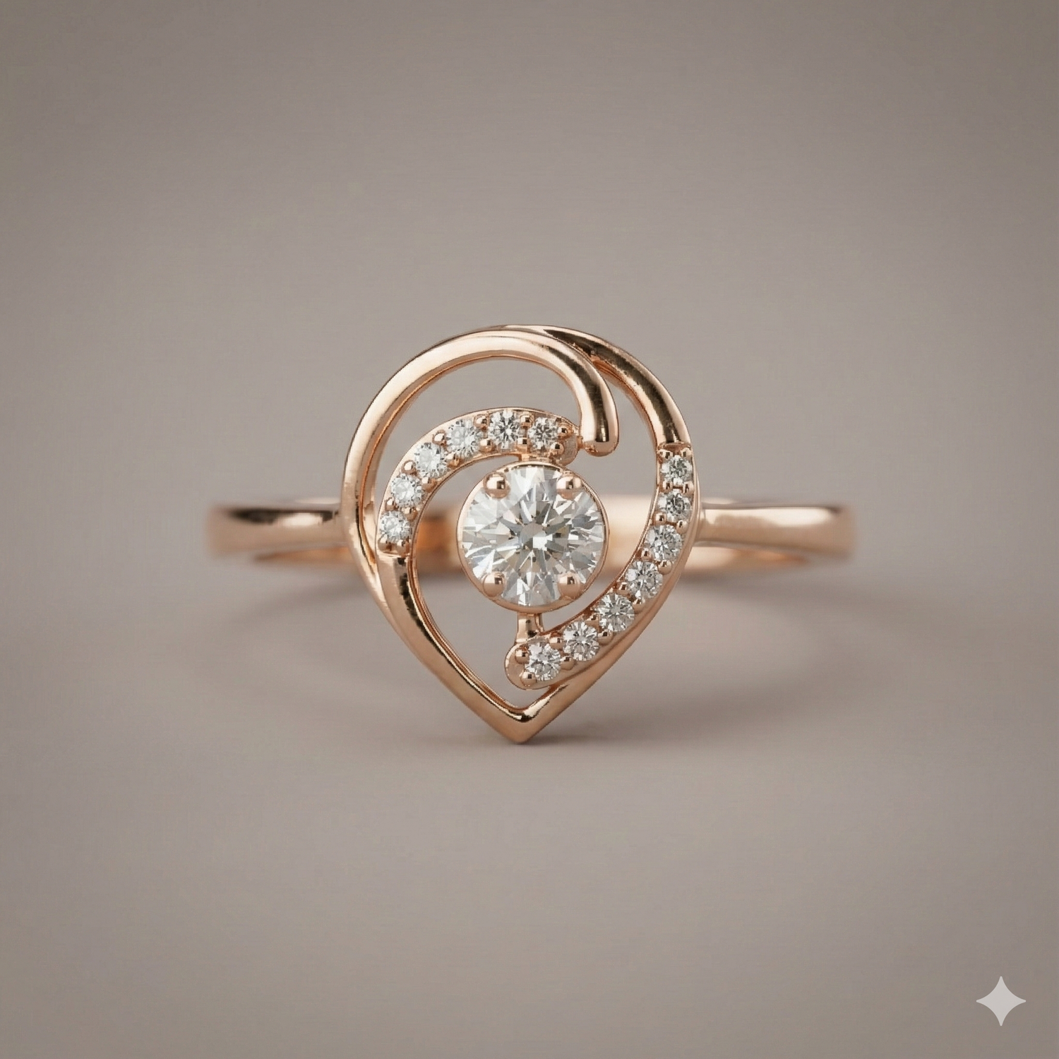 The Rose Gold Abstract Heart Diamond Ring
