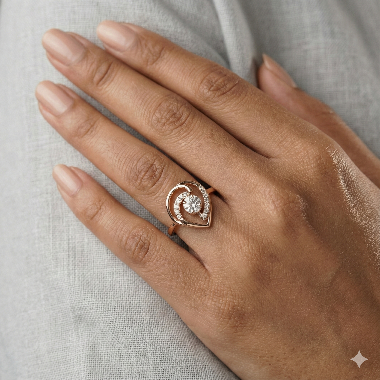 The Rose Gold Abstract Heart Diamond Ring