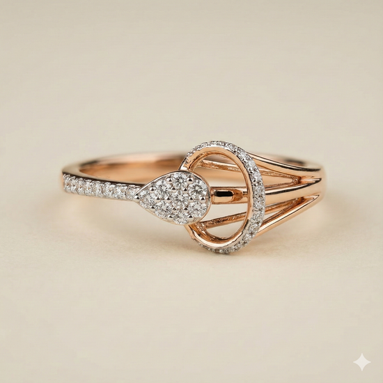 The Rose Gold Interlocking Pear & Oval Diamond Ring