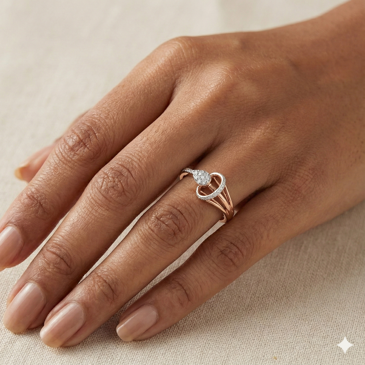 The Rose Gold Interlocking Pear & Oval Diamond Ring