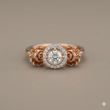 The Rose Gold Sculpted Floral Halo Diamond Ring