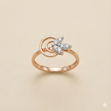 The Rose Gold Double Circle Leaf Diamond Ring