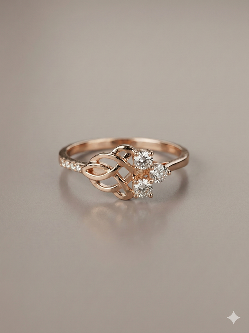 The Rose Gold Celtic Knot Trinity Diamond Ring