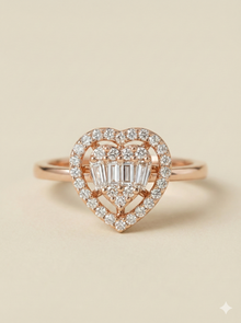 The Radiant Diamond Heart Cluster Ring