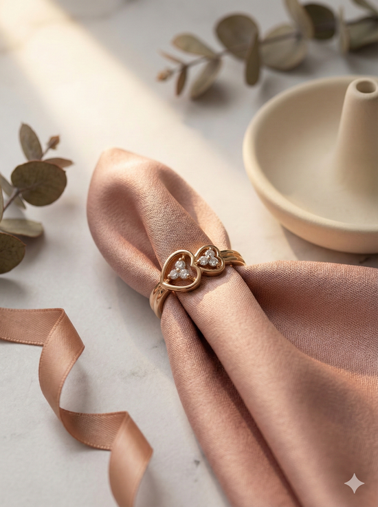 The Rose Gold Twin Heart Diamond Ring