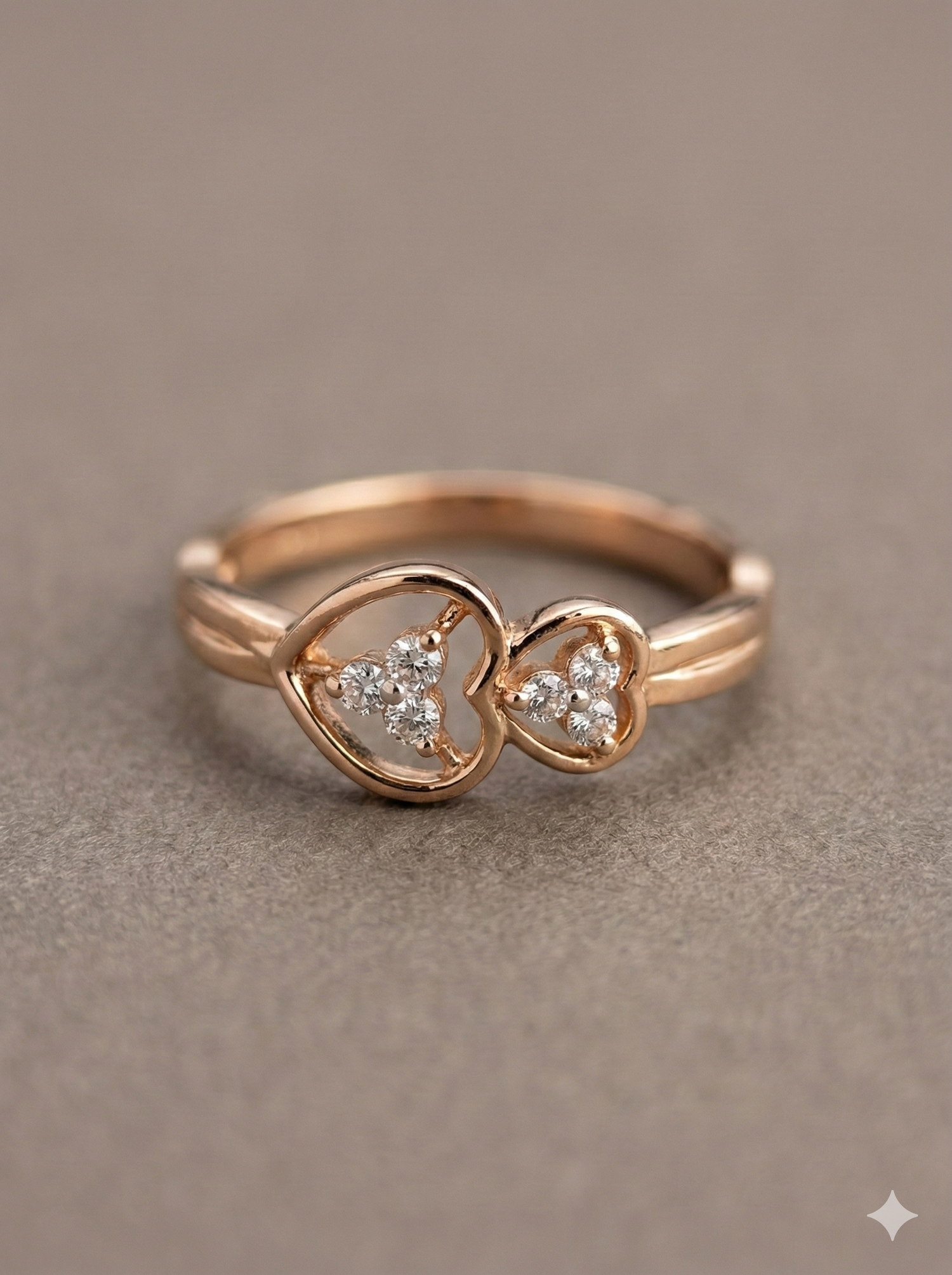 The Rose Gold Twin Heart Diamond Ring
