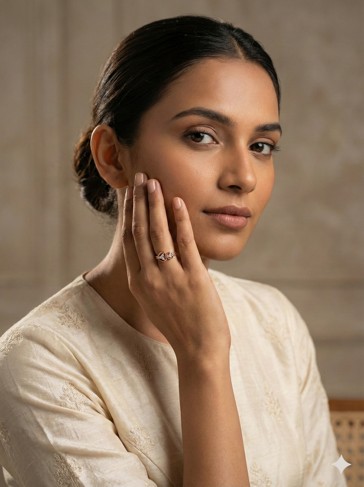 The Rose Gold Twin Heart Diamond Ring