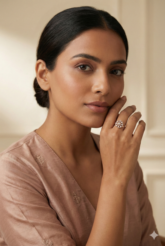 The Rose Gold Diamond Rope Medallion Ring