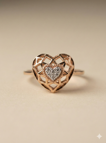 The Rose Gold Geometric Heart Cage Diamond Ring