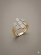 The Yellow Gold Geometric Diamond Lattice Ring