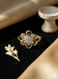 The Yellow Gold Diamond & Ruby Open Flower Ring