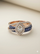 The Rose Gold Hexagon Diamond & Sapphire Split Shank Ring
