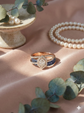 The Rose Gold Hexagon Diamond & Sapphire Split Shank Ring