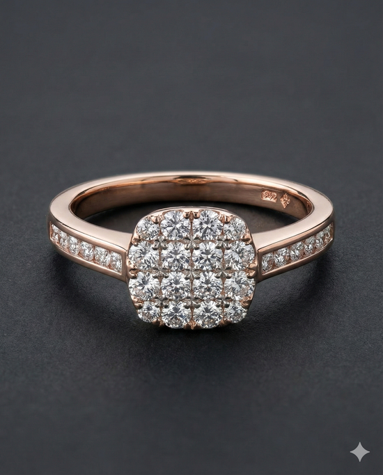 The Rose Gold Cushion Cluster Diamond Ring