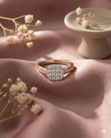 The Rose Gold Cushion Cluster Diamond Ring