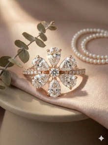 The Rose Gold Pear Diamond Floral Statement Ring