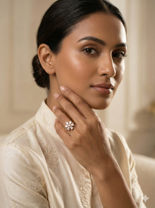 The Rose Gold Pear Diamond Floral Statement Ring