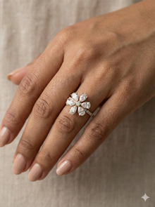 The Rose Gold Pear Diamond Floral Statement Ring