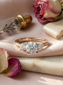 The Rose Gold Classic Three-Stone Diamond Trilogy Ring