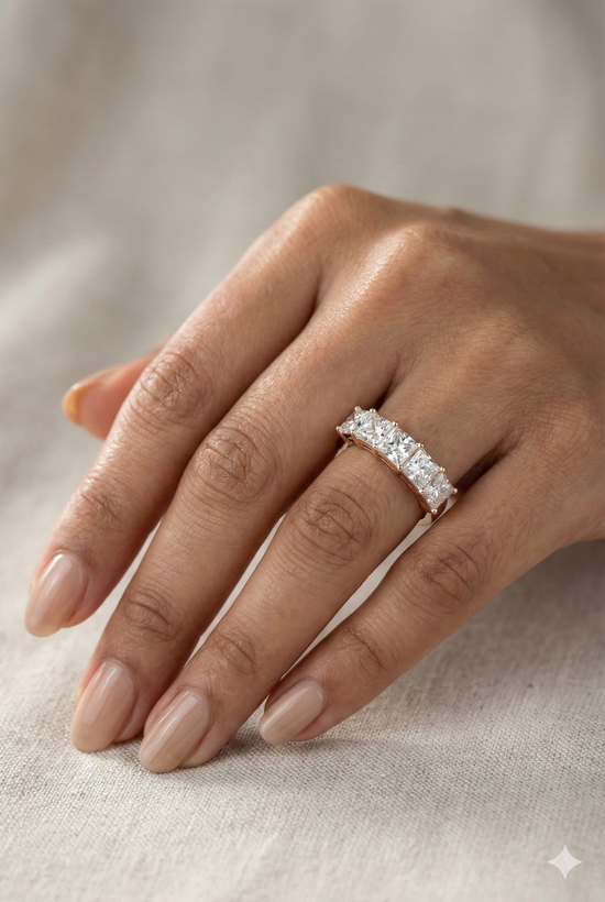 The Rose Gold Princess Cut Five-Stone Diamond Ring