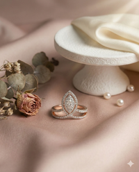 The Rose Gold Marquise Halo Split Band Diamond Ring
