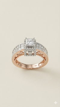 The Architectural Two-Tone Princess Cut Ring