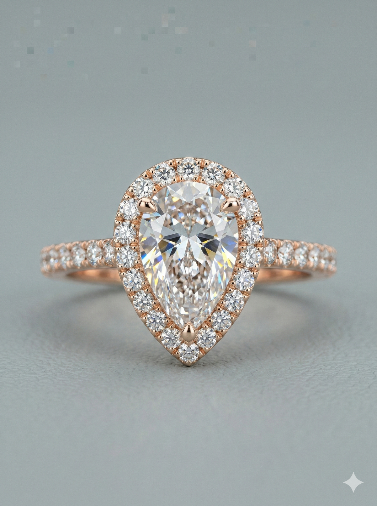 The Luminous Pear Diamond Halo Ring