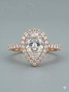 The Luminous Pear Diamond Halo Ring