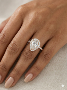 The Luminous Pear Diamond Halo Ring