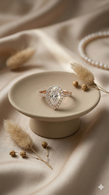 The Luminous Pear Diamond Halo Ring