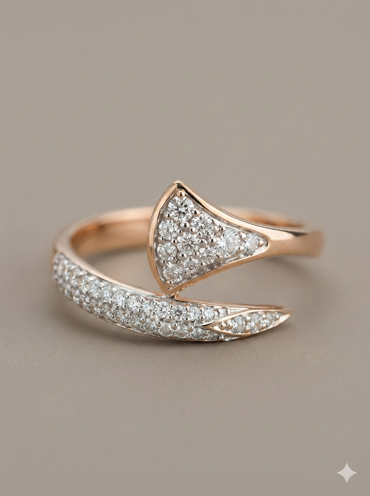 The Rose Gold Geometric Open Wrap Diamond Ring