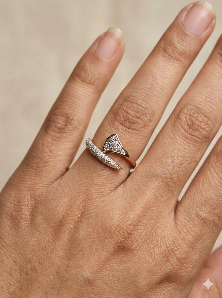 The Rose Gold Geometric Open Wrap Diamond Ring