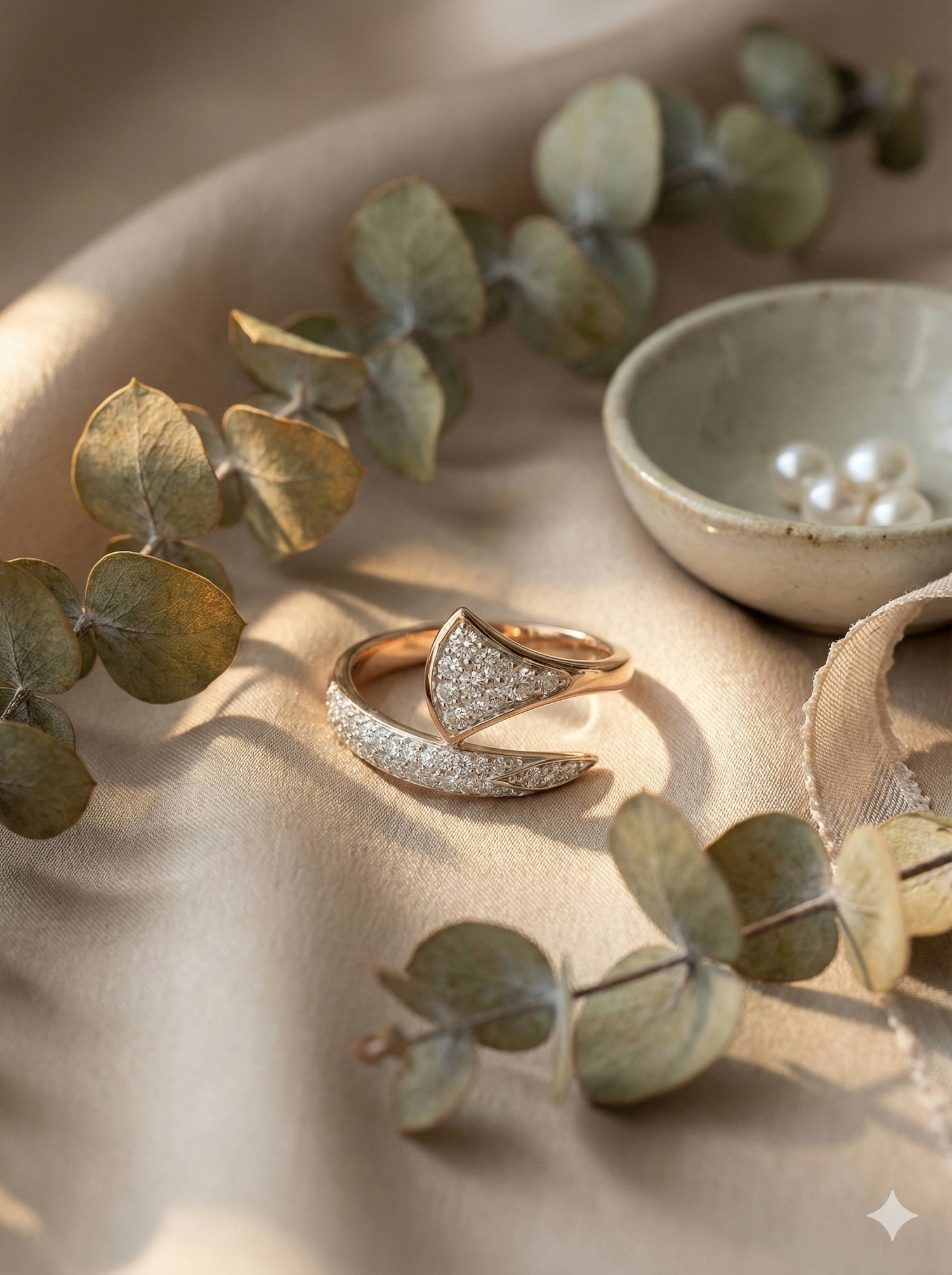 The Rose Gold Geometric Open Wrap Diamond Ring