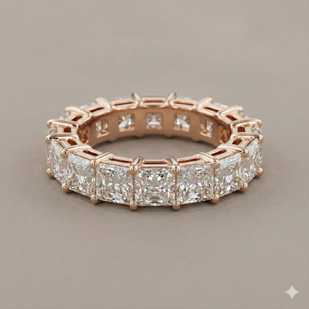 The Rose Gold Square Radiant Cut Diamond Eternity Band