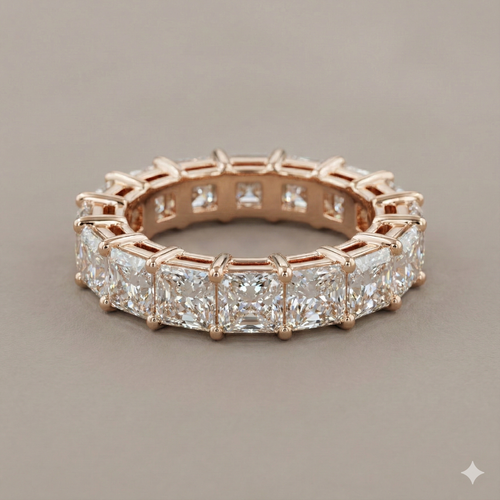 The Rose Gold Square Radiant Cut Diamond Eternity Band