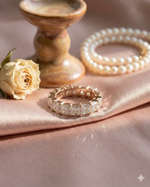 The Rose Gold Square Radiant Cut Diamond Eternity Band