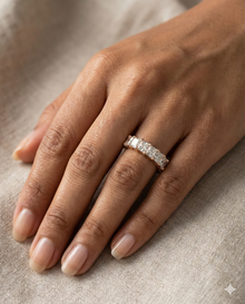 The Rose Gold Square Radiant Cut Diamond Eternity Band