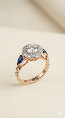 The Imperial Double Halo Sapphire Accent Ring