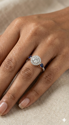 The Imperial Double Halo Sapphire Accent Ring