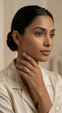 The Imperial Double Halo Sapphire Accent Ring