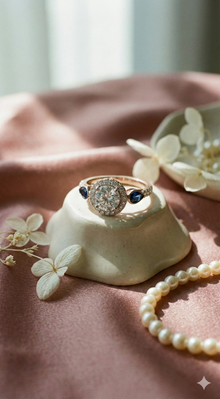 The Imperial Double Halo Sapphire Accent Ring
