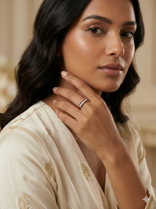 The Rose Gold Double Row Diamond Illusion Ring