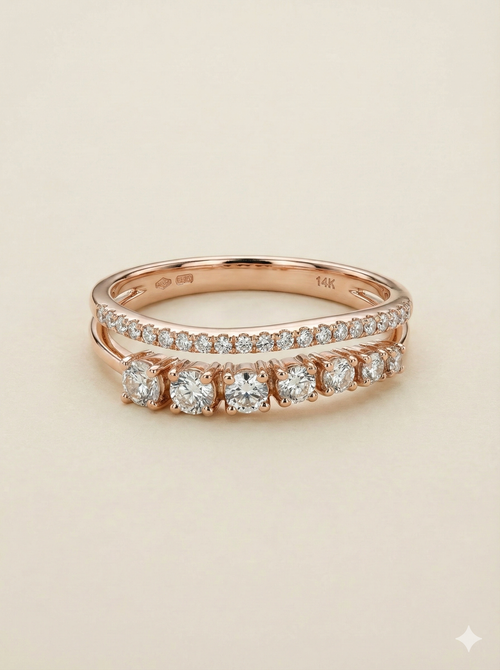 The Rose Gold Double Row Diamond Illusion Ring