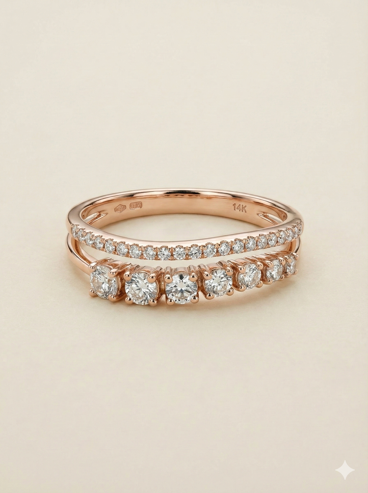 The Rose Gold Double Row Diamond Illusion Ring