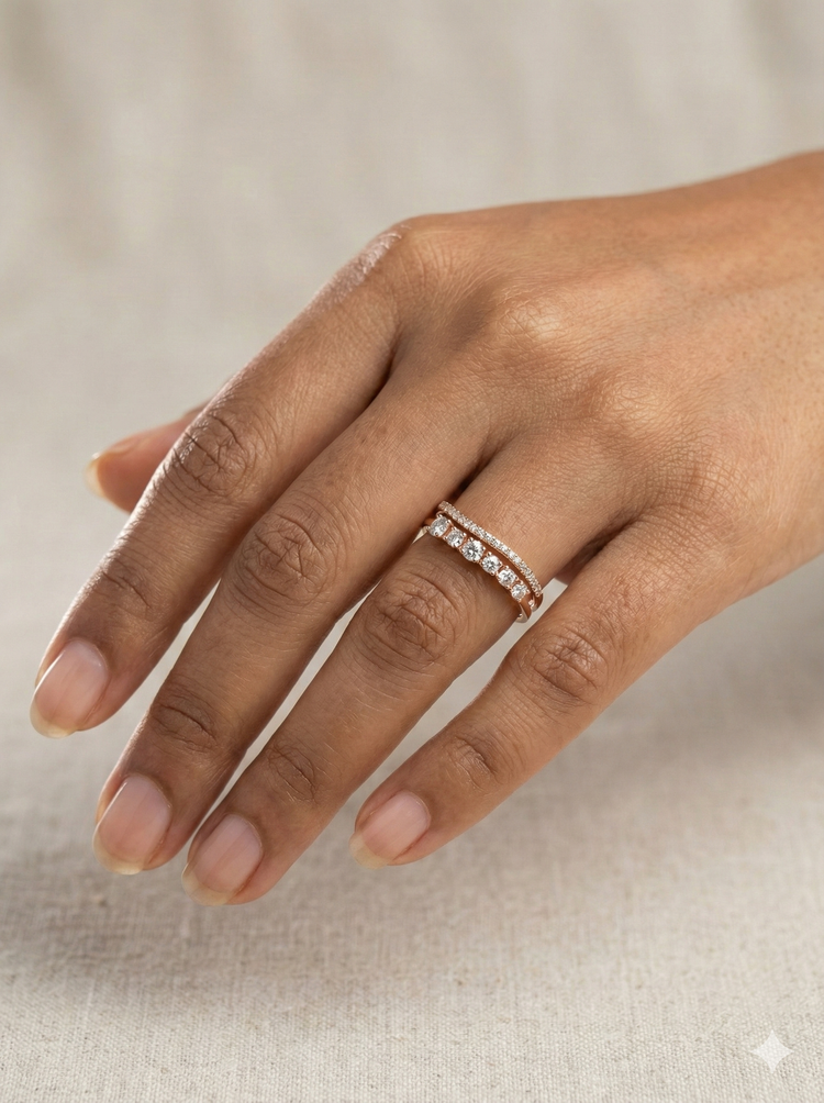 The Rose Gold Double Row Diamond Illusion Ring
