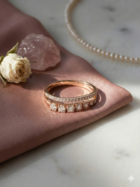 The Rose Gold Double Row Diamond Illusion Ring