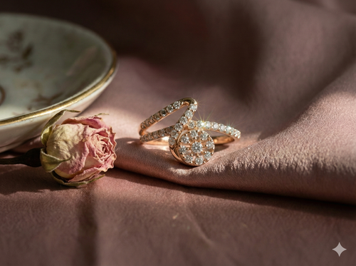 The Rose Gold Diamond Swirl Floral Ring